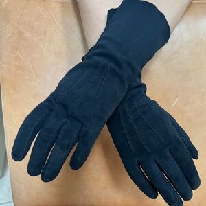 Elegant Suede Blue Navy Gloves, size XS-S